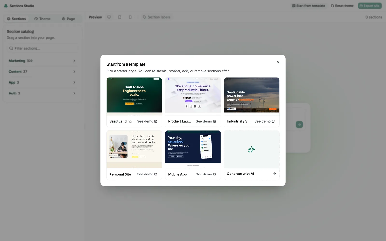 A section library and a website maker built on top of it - cover